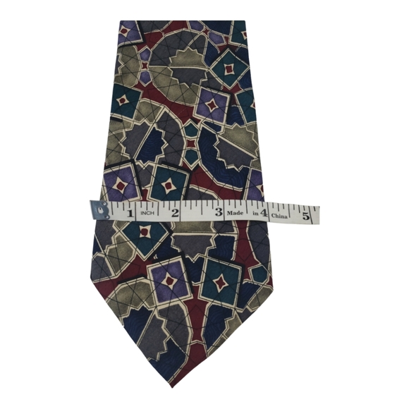 Hardy Amies London 100% Silk Tie in Green/Wine/Gray Multi - Picture 4 of 6